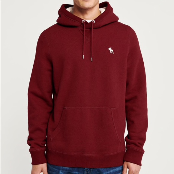 🆕 Abercrombie Sherpa Hood Red Sweatshirt - Picture 4 of 6